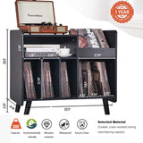 UODERS Record Player Stand, Large Record Player Table Cabinet with Open Vinyl Storage and Display Shelf Holds up to 350 Albums, Mid Century Wood Turntable for Living Room, Bedroom UODERS