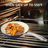 M MELENTA Pots and Pans Set, 7 Piece Nonstick Ceramic Cookware Set, Induction Kitchen Cookware Sets, Pots and Pans Non Stick with Oven Safe Handle, 100% PFOA Free, Blue M MELENTA