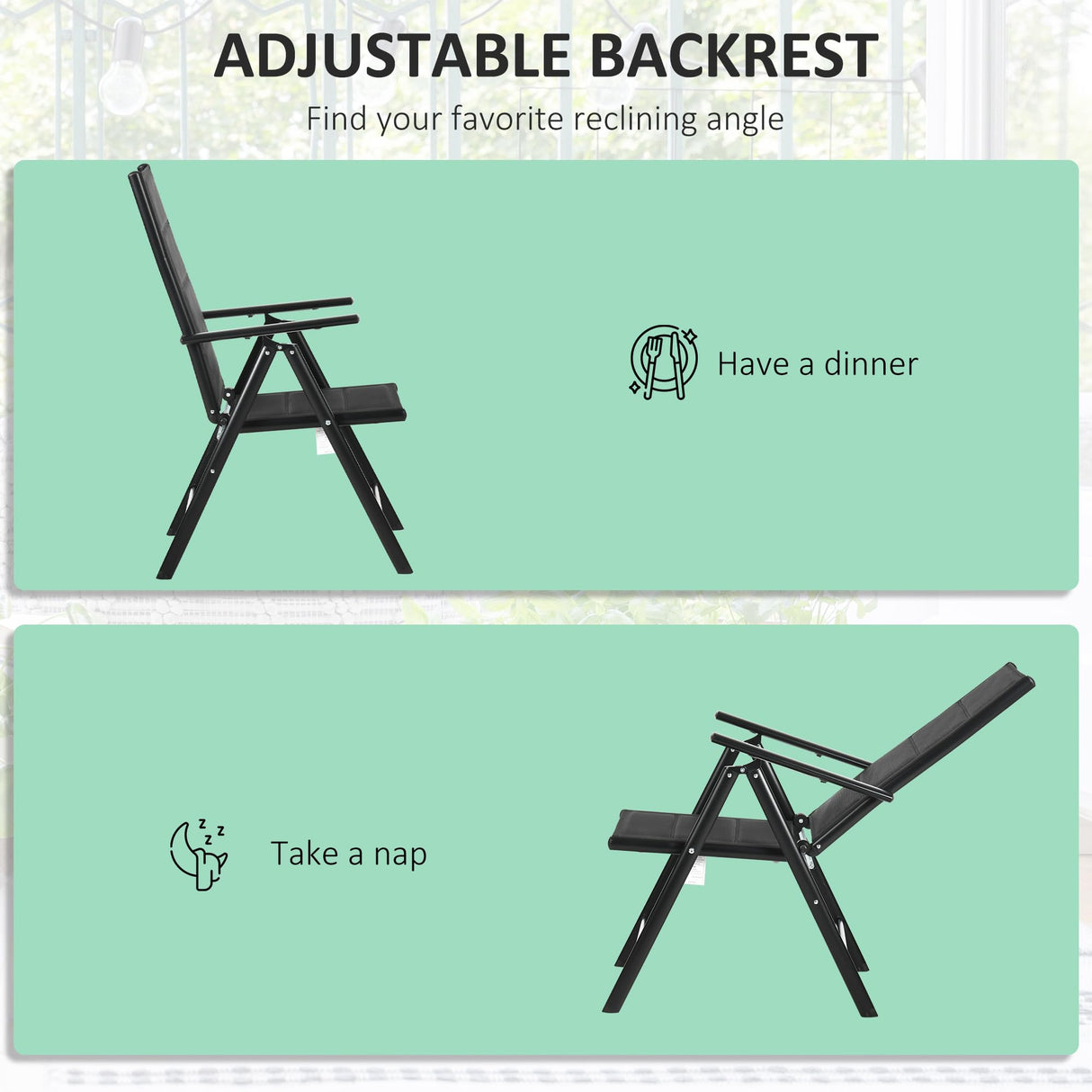 Outsunny 9-Piece Patio Dining Set for 8, Outdoor Aluminum Frames Dining Furniture Set with Expandable Table, Adjustable High Back Portable Chairs and Mesh Fabric Seats, Black Outsunny