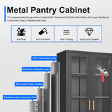 Polup Display Cabinet with Glass Doors, Black Curio Cabinet with Lock, 71“ Tall Display Case for Living Room, Bookcase for Home, Clinic, School (Black)- Assemble Required Polup