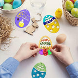 SHEHARUHI 56 PCS Easter Wooden Hanging Ornaments Unfinished Ornaments with Bunny to Paint Wood Slices Eggs Crafts for Kids DIY Easter Decorations Party Supplies Decor SHEHARUHI