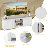 Tangkula 2 Doors TV Stand for TVs up to 65”, 57” TV Console Table w/ 2 Cabinets & Open Shelves, 2 Cable Management Holes. Wood Media Entertainment Center TV Cabinet for Living Room (White Oak) Tangkula