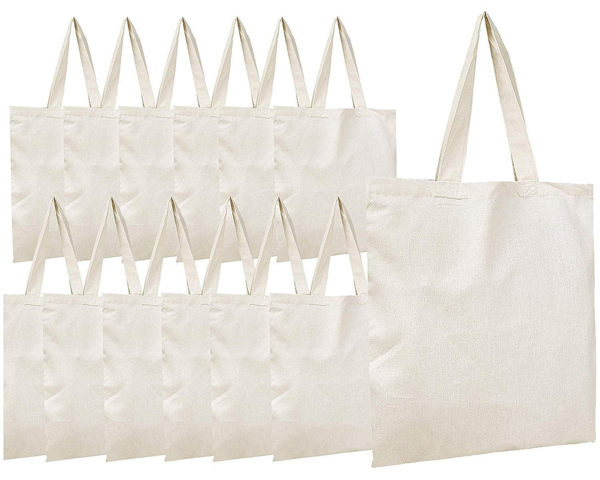 Simpli-Magic Canvas Tote Bags, 13"x15", Pack of 15, Natural SIMPLI-MAGIC