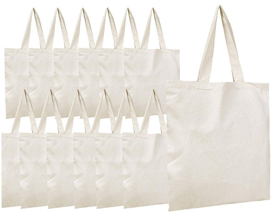 Simpli-Magic Canvas Tote Bags, 13"x15", Pack of 15, Natural