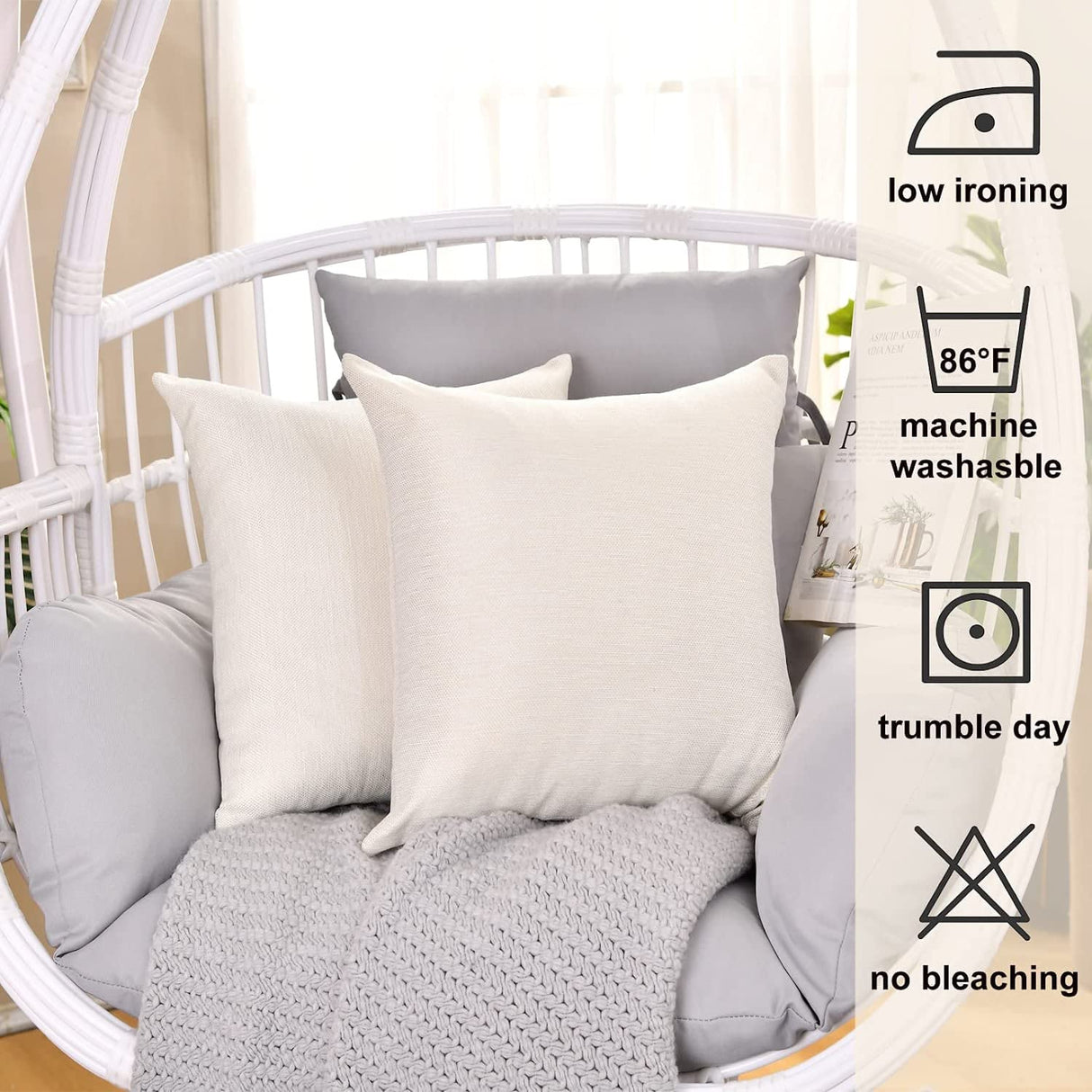 Sublimation Pillow Covers Blank 16x16 Inch BeigeThrow Pillow Cases Bulk for HTV Heat Transfer Vinyl Set of 6 Linen WANZELONYO