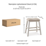 Signature Design by Ashley Skempton Modern 24" Counter Height Upholstered Barstool, 2 Count, Whitewash Signature Design by Ashley