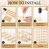 Juexica Wooden Wine Rack Stackable Modular Wine Storage for Inside Cabinet DIY Assembly Wood Wine Shelf Wine Bottle Organizer Insert for Home Cabinet Restaurants Bars Kitchen (24 Bottles) Juexica