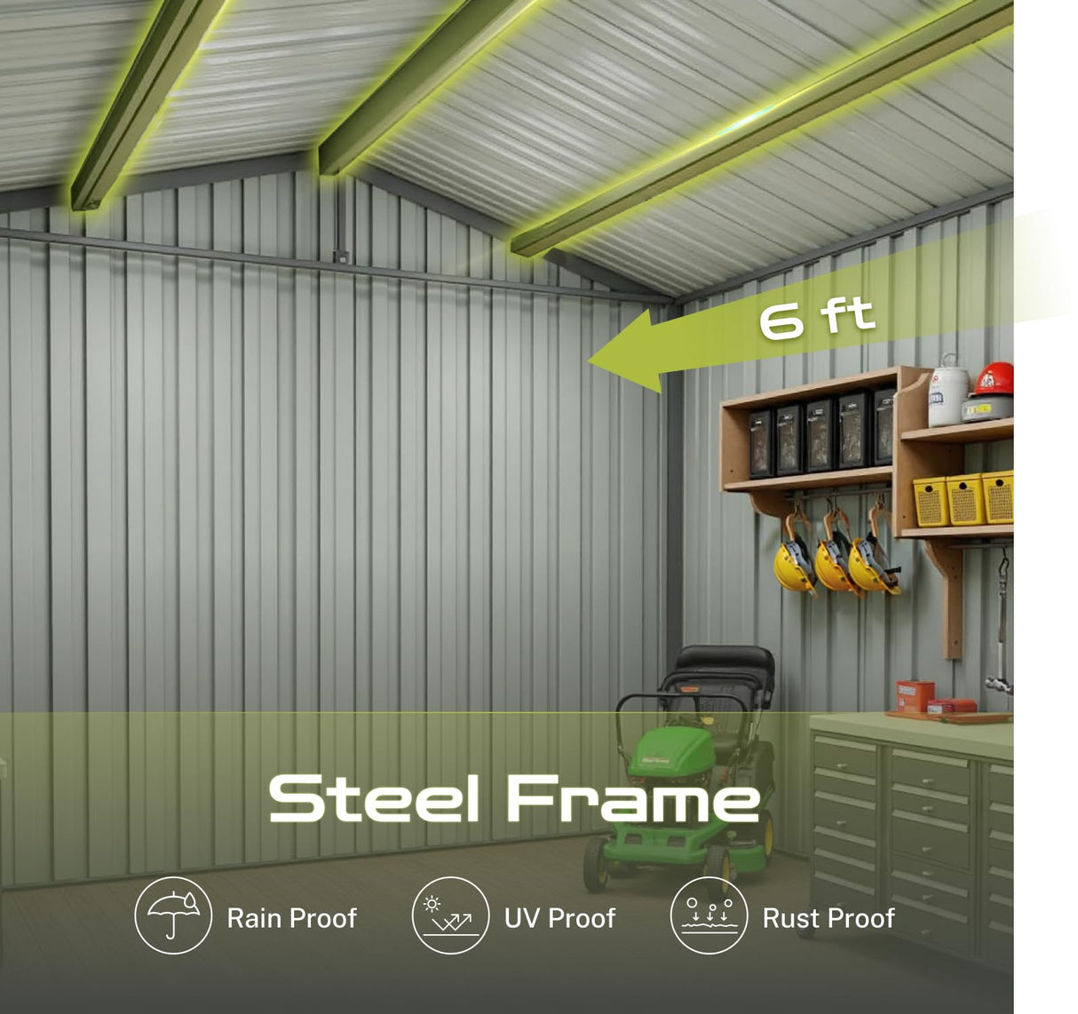 8' x 6' Outdoor Storage Shed, Sturdy Metal Building w/Lockable Doors for Garden, Backyard, Poolside and Lawn, Brown LINKHOO