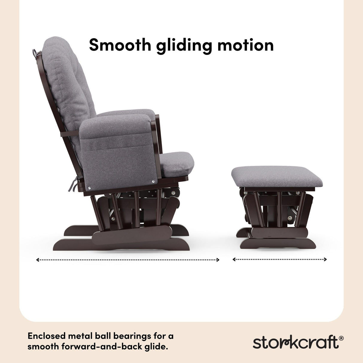 Storkcraft Premium Hoop Glider & Ottoman (Espresso/Gray Swirl) — GREENGUARD Gold Certified Nursery Glider, Solid Wood Craftsmanship, Smooth-Gliding Nursery Chair and Ottoman, Award-Winning Storkcraft