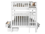 Bedz King Bunk Beds Full over Full Mission Style with End Ladder and 2 Under Bed Drawers, White Bedz King