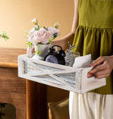 Venalys Wooden Toilet Tank Basket, Rustic Bathroom Decor Box, Farmhouse Toilet Paper Organizer Holder, Decorative Bathroom Storage Basket, Barn Door (Whitewash) Venalys