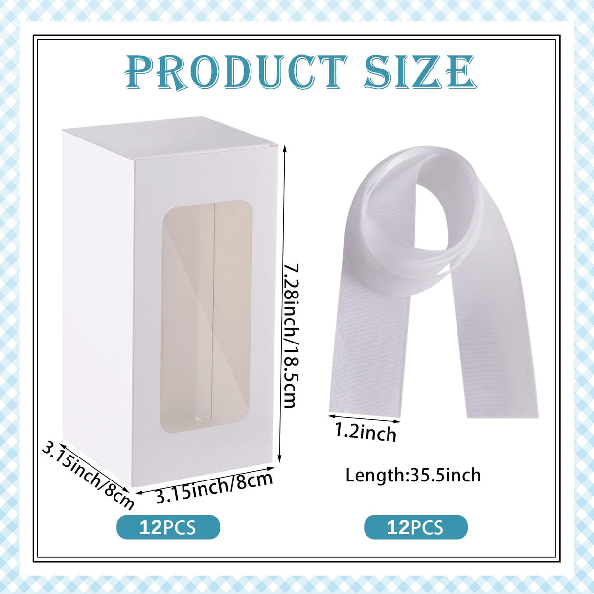 Fulmoon 12 Sets Sublimation Glass Gift Boxes Christmas Thank You Glass Cup Boxes with Ribbon Gift Wrap Boxes for Thanksgiving Christmas Shipping Blanks Sublimation Gift Wrapping (White) Fulmoon