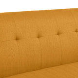 Handy Living Armless Loveseat in Mustard Yellow Linen with Espresso Legs Handy Living
