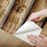 RoomMates RMK11308WP Brown Cabin Logs Peel and Stick Wallpaper RoomMates