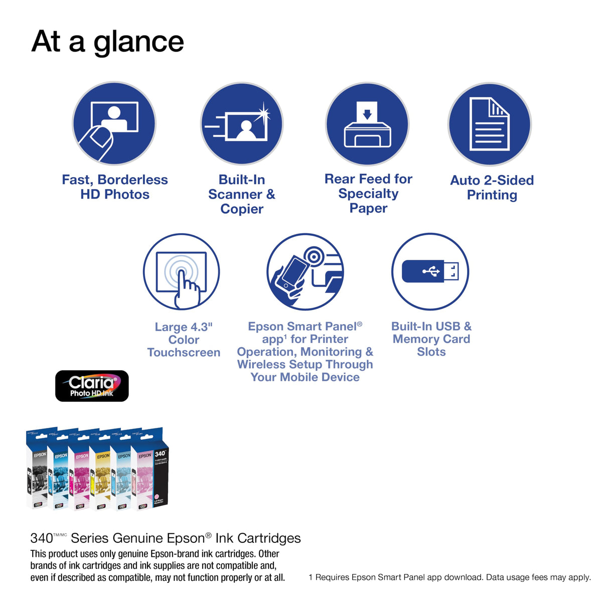 Epson Expression Photo XP-8800 Wireless Printer with 6-Color Claria Ink System, Borderless Printing up to 8.5" x 11", Fast 4" x 6" Photo Printing, 4.3" Color Touchscreen, Built-in Scanner and Copier Epson