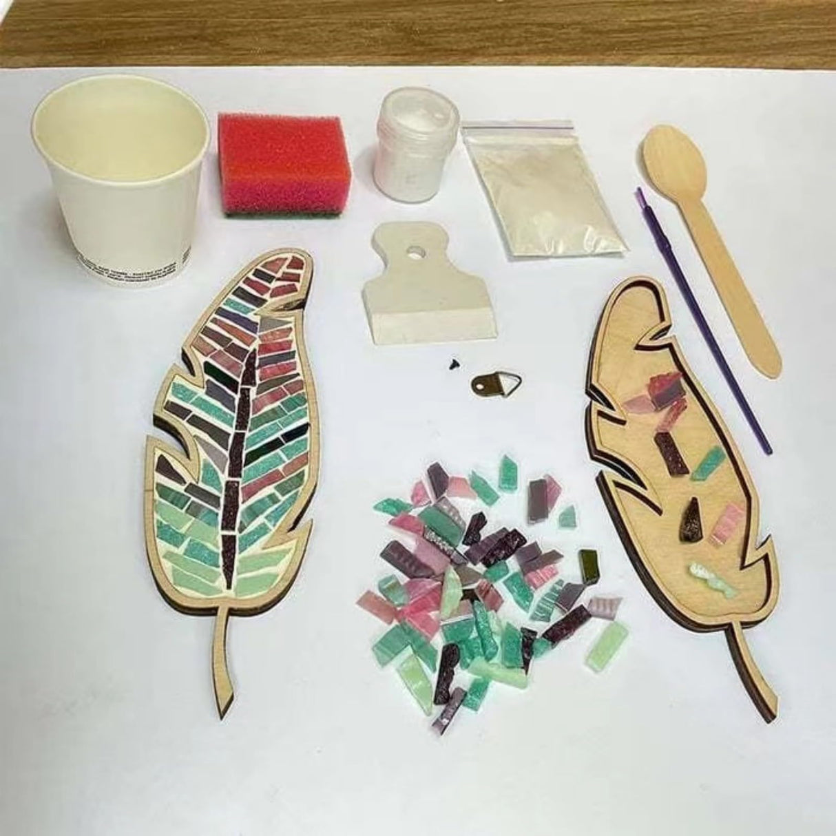 sjljzxd Mixed Colour Leaf Mosaic Kit, Creative DIY Colourful Home Decoration Mosaic Tiles for Crafts, Mosaic Kits for Adults Glass Mosaic Pieces Kit Mosaic Making Supplies Puzzle sjljzxd