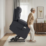 MCombo Oversized Power Lift Recliner Chair with Extended Footrest for Elderly People, Faux Leather R7289 (Black, Oversize) MCombo