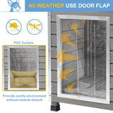 Ketive Dog House Outdoor & Indoor, Wooden Dog Kennel with Raised Feet for Small to Large Dogs, Dog Houses with Removable Floors, Weatherproof Asphalt Roof Kennel for Dogs Outside PET65 ketive