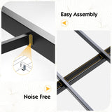 LUXOAK Full Farmhouse Bed Frame with Bookcase Headboard and 4 Drawers, LED Storage Bed with Charging Station & Linen Upholstered, No Box Spring Needed, Black LUXOAK