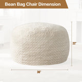 Hobestluk 3ft Bean Bag Chairs for Adults Large Beanbag Chair with Chevron Plush Fur Cover Big Bean Bag Chair for Living Room Bedroom Dorm Office - White (36” x 36” x 22”) Hobestluk