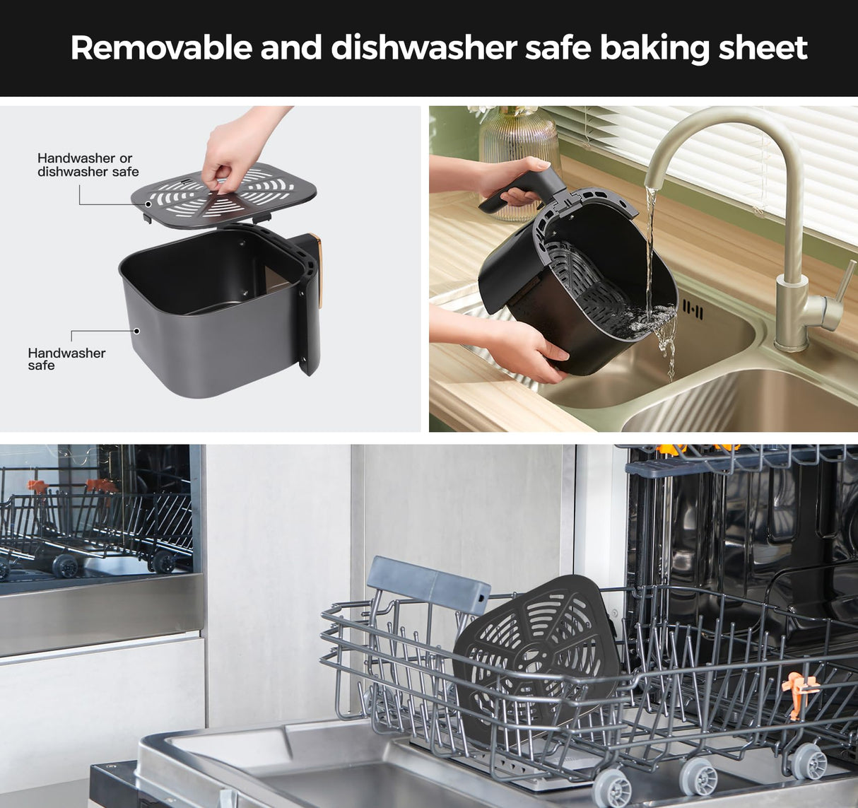 Panana 8QT Large Air Fryer Compact, 8 Preset Menus Airfryer, One-Touch Digital Control Presets, Touchscreen Display, Dishwasher Safe, Nonstick, Fit for Family (Black) Panana