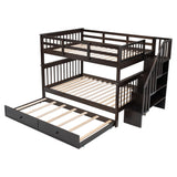 Harper & Bright Designs Full Over Full Bunk Bed with Trundle & Stairs, Wooden Full Size Bunk Bed Frame with Storage,for Kids Teens Adults(Espresso,Full Over Full) Harper & Bright Designs