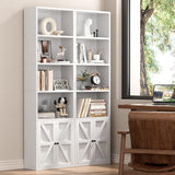 OneBlis 71.5" Bookshelf and Bookcase, 6-Tier Bookshelves with Cabinet Doors, Tall Display Shelves with Storage for Home Office, Living Room (White) OneBlis