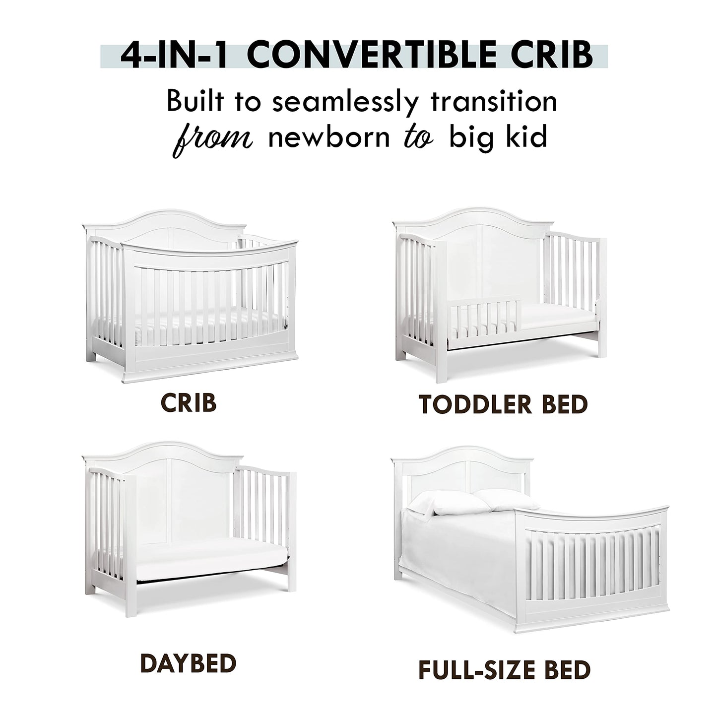 DaVinci Meadow 4-in-1 Convertible Crib in White, Greenguard Gold Certified