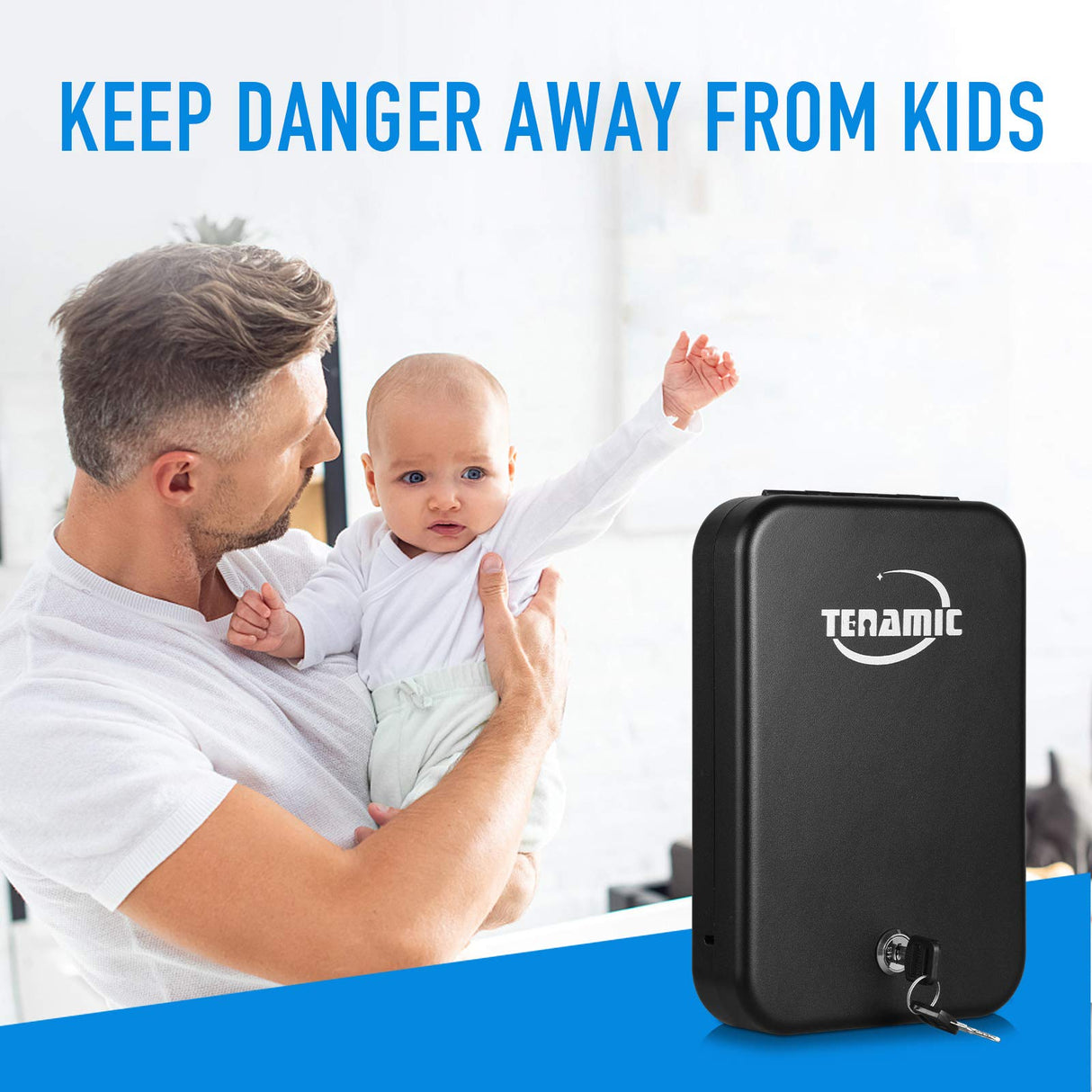 Tenamic Pistol Safe, Portable Travel Gun Safe, Solid Steel Handgun Lock Box for Home, Gun Safes for Car, Black Tenamic