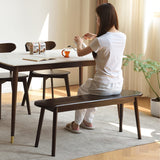 Cttasty Entryway Bench, Solid Wood Dining Bench, Midcentury End of Bed Bench w/Rounded Corner, Outdoor Bench w/Robust Construction, Bedroom Bench, Cttasty