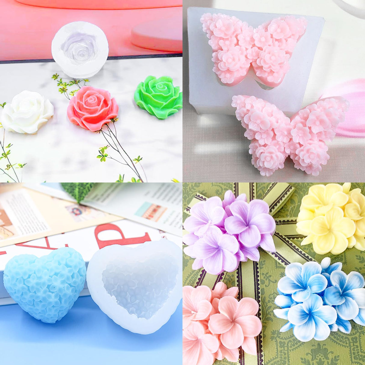 9 PCS Flower Candle Molds Rose Silicone Candle Mold Flower Shapes Moldes De Rosas Silicona para Velas for Soy Wax, Beeswax, Candle Making, Resin Craft Aifong