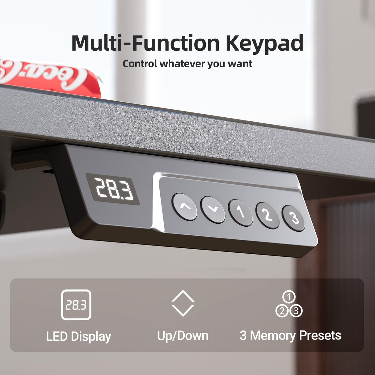 INNOVAR Electric Standing Desk, Adjustable Height Stand up Desks, 48 x 24 Inches Sit Stand up Desk for Home Office Computing, 3-Preset Memory Height Ergonomic Rising Desks, Black INNOVAR