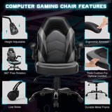 DUMOS Computer Gaming Desk Chair - Home Office Ergonomic PU Leather Lumbar Support, Height Adjustable High Back Video Game with Flip-up Armrest, Rolling Swivel for Adults DUMOS
