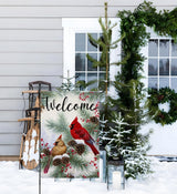 EKOREST Welcome Christams Garden Flags for Outside Decoration, Cardinal Pine Twigs Berry Small Yard Flag, Seasonal Farmhouse Winter Xmas Holiday Outdoor Decor 12x18 Inch Vertical Double Sided EKOREST