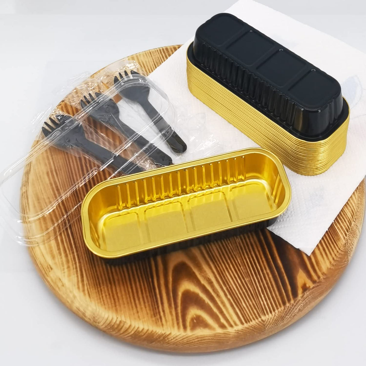 LNYZQUS Aluminum Foil Mini Loaf Pans With Lids 50 Pack, 6.8oz Rectangle Baking Cups Muffin Tins,Disposable Baking Tins Mini Baking Pans Holders For Mini Cake Bread -Black In Gold LNYZQUS