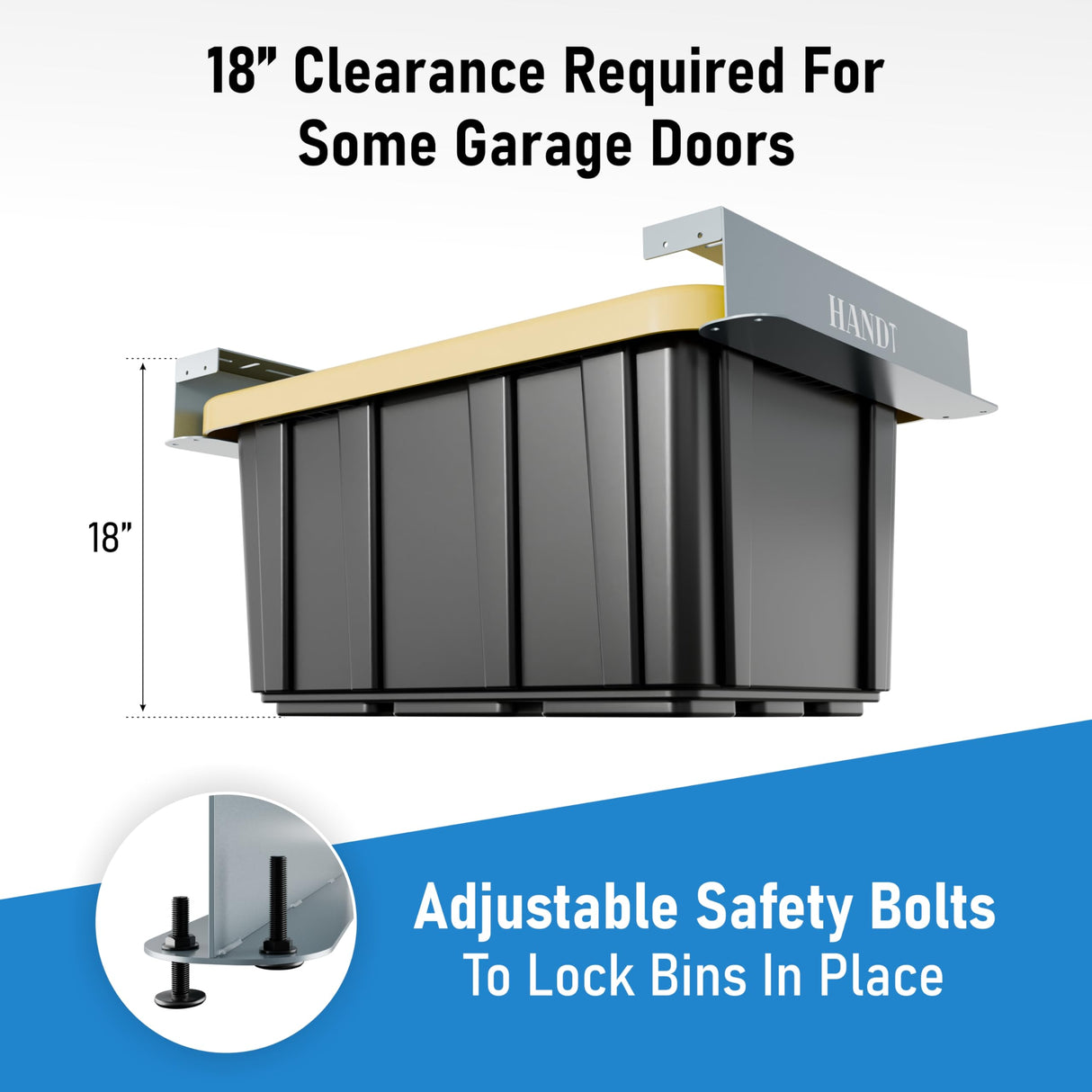 HANDT Overhead Garage Storage Rack, Connectable Heavy Duty Metal Ceiling Rails for Garage Storage Organization Shelving System, Supports Up to 6 Bins, 4 Sets Gray HANDT