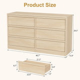 GarveeHome 6 Drawer Dresser for Bedroom, 47in Wide Natural Oak 6 Chest of Drawers with Large Storage, Wooden Dresser Organizer for Living Room, Entryway, Nursery GarveeHome