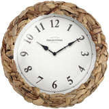 Presentime & Co Farmhouse Series, Rustic Woven Clock, 10.5 inch, Natural Woven Water Hyacinth/Sea Grass. Wall Sculpture, Wall Art and Timepiece for Home Decoration/Decoration/Farmhouse Décor. Presentime
