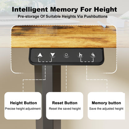 JUMMICO Electric Standing Desk, Adjustable Height Desk 63 x 27 Inch with Monitor Stand, Home Office Computer Desk (Rustic Brown) - WoodArtSupply