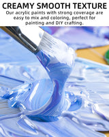 Nicpro 24 Colors Large Bulk Acrylic Paint Set (8.45 oz,250 ml) Non Toxic Artist Painting Supplies for Multi Surface Canvas, Wood, Fabric Leather, Rock, Glass, Paper, Crafts, Hobby with Color Wheel Nicpro