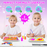 MOMUSE Marbling Paint Art Kit for Kids with Dual Trays, Passed Toxicology, Metallic Gold Water Marble Painting Kit, Creative Art Craft Kits Ideal Toys Gifts for Girls & Boys Ages 6+ MOMUSE