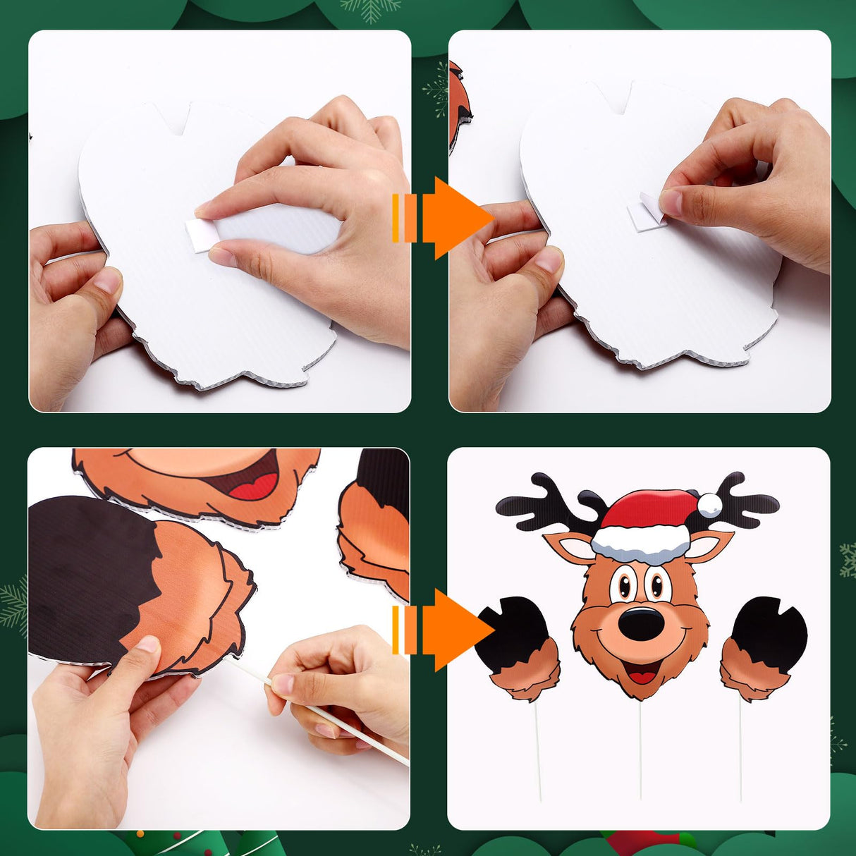 Christmas Fence Peeker Decoration, Over The Fence Holiday Outdoor Yard Reindeer Peeker for Garden Fence PEUTIER