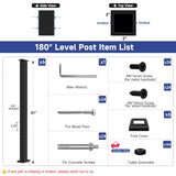 Gyykzz 6 Pack Cable Railing Post 42", Matte Black Stainless Steel T304 Level Drilled Railing Posts for Deck Railing Kit System, Flat Top Heavy-Duty Cable Handrail Post for Indoor Outdoor Deck Balcony Gyykzz