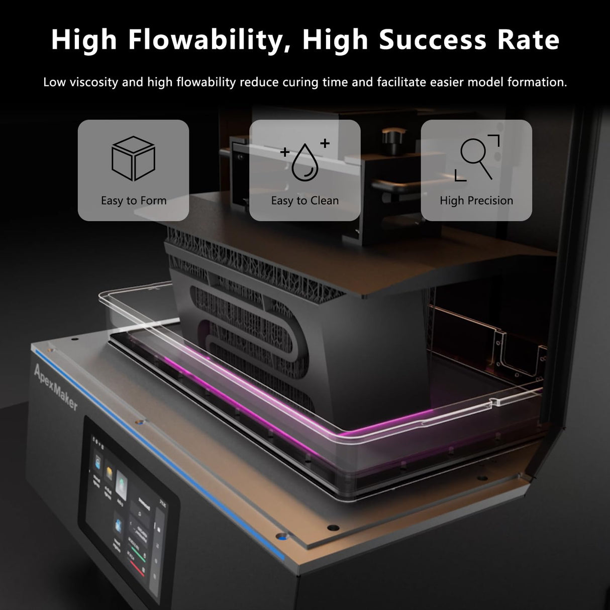 Apexmaker 3D Printer Resin ABS Like & Water Wash Resin, 1000g, High Precision Quick Curing Water Wash ABS Like Photopolymer Resin, 395-405nm UV Curing 3D Printing Liquid for LCD DLP SLA 3D Printers ApexMaker