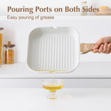 SENSARTE Nonstick Ceramic Grill Pan for Stove Tops, Versatile Square Grilling Pan with Pour Spouts, Durable Grill Skillet for All Stoves, Steak Pan Bacon Pan, Non Toxic-PTFE,PFAS,PFOA Free, 11 Inch SENSARTE