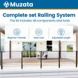 Muzata 6'6"-13' Side Mount Black Complete Cable Railing Kit 36 Inch Cable Railing System for Decks with Post Handrail Space-Saving Fasica Mount with User Guide RCF2 BH4S Muzata