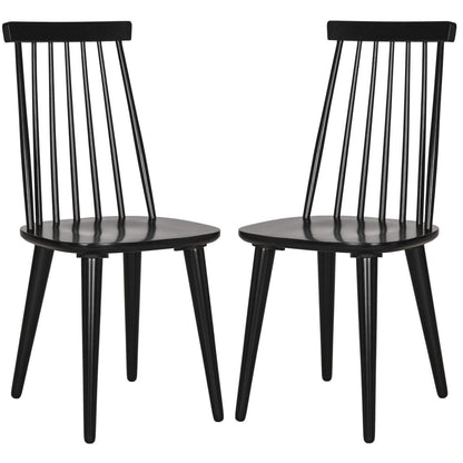 Safavieh American Homes Collection Burris Country Farmhouse Wood Black Spindle Side Chair (Set of 2) - WoodArtSupply