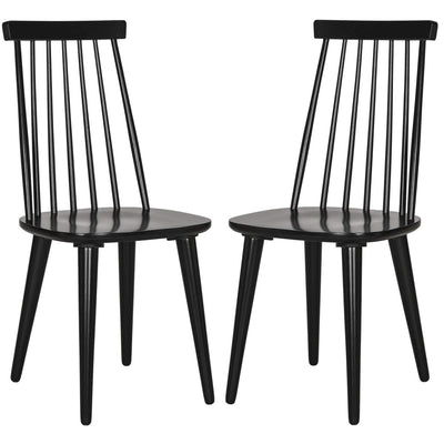 Safavieh American Homes Collection Burris Country Farmhouse Wood Black Spindle Side Chair (Set of 2)