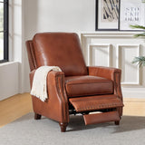 HULALA HOME Genuine Leather Recliner Chair, Classic Push Back Recliner Armchair with Thick Seat and Backrest (Saddle) HULALA HOME