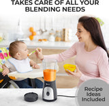 Mueller Heavy-Duty Smootie Blender, Personal Blender for Shakes and Smoothies with a 15 Oz Travel Cup and Lid, Juices, Baby Food, Portable Blender & Food Processor, Light Grey Mueller